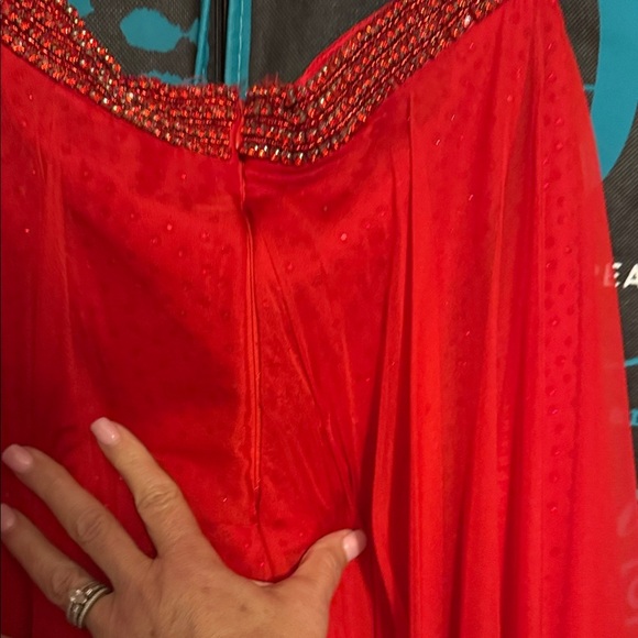 Sherri Hill Red High Low Dress studded shorts for prom - SHORTS Glam - Picture 12 of 16